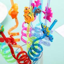 8pcs Dinosaur Cartoon PET Reusable Straws, Party Decorations & Favors - Straw - View 3