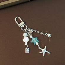 1pc Women's Fresh Ocean Style Starfish & Shell Hanging Chain, Girly Ins Phone Strap, Bag Charm - Multicolor - View 2