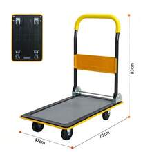 Flatbed Trolley, Platform Hand Truck With 150kg Load Capacity, 360-Degree Swivel Wheels, Foldable Trolley For Loading And Storage, Warehouse Yellow - 黃色 - 查看 2