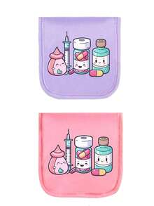 Bolsa de medicina portátil, bolsa de almacenamiento con patrón de pastillas y jeringas de dibujos animados lindos, organizador de medicina compacto y kit de primeros auxilios, kit médico portátil, conveniente para viajes, uso diario/exterior/viajes/dormitorio, accesorio médico esencial para personas conscientes de la salud y viajeros frecuentes, bolsa de medicina pequeña de tela multifuncional, bolsa de primeros auxilios médica portátil, bolsa de medicina para viajes al aire libre, bolsa de almacenamiento de medicina de primeros auxilios para dormitorio, kit de supervivencia, bolsa de almacenamiento de cuidado de la salud diario, regalo del Día del Maestro, regalo de regreso a la escuela, regalo de Pascua - Multicolor - Ver 20