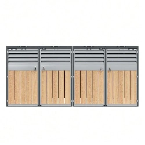 Storage Box With Hinged Lid, Ventilation Opening With Mesh, With Lock And Two Doors. - Gray 1 - View 1