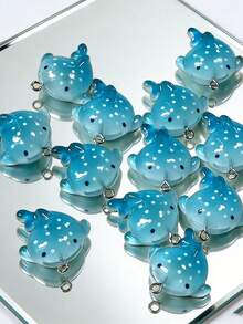10-50pcs Cute Glitter Ocean Animal Resin Pendants With Rings, DIY Handmade Accessories For Bracelets, Necklaces, Hair Clips, Keychains, Ocean Creature Jewelry Making - Blue - View 4