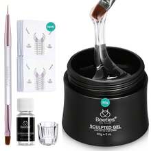 Beetles 60G Large Capacity 9 In 1 Builder Gel For Nails, Multi-Functional Sculpting Hard Gel With Dual Nail Pen & Forms, Nail Extension Strengthener, UV LED Cured Salon Quality DIY Manicure Set For Women - 60g Clear Large Capacity - 查看 10