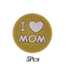 5 pièces Perles rondes en silicone "J'AIME MAMAN", accessoires de bijouterie pour la Fête des Mères, convient pour les bracelets DIY, les colliers, les charms de téléphone, la décoration de sacs, des cadeaux artisanaux créatifs pour la mère et la famille - Multicolore - Voir 11