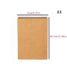 Sổ phác thảo lò xo giấy Kraft khổ A3/A4/A5/A6, giấy vẽ dày thân thiện với mắt, 30 tờ/60 trang, giấy chống lem mực, bìa kiểu cổ điển, phù hợp cho học sinh, họa sĩ, vẽ nguệch ngoạc và hội họa. - D - Xem 10