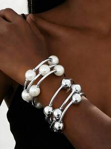 銀色簡約串珠手鐲
