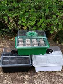 12-Slot Seed Sprouting Tray Set With Humidity Dome And Base. Sturdy Seed Germination Tray Kit For Outdoor Use, Includes Ventilation Cover And Drainage Holes, Suitable For Vegetable, Flower And Herb Seed Planting - Requires Assembly - Multicolor - View 2