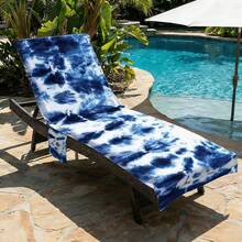 1pc Tie-Dye Super Fiber Beach Chair Cover With Design - Lightweight, Breathable Pool Lounger Towel With Pockets, Ideal For Travel & Beach Holidays, Poolside Essentials|Summer Style Cover|Portable Beach Cover, Beach Towel ﻿ - Multicolor - View 7
