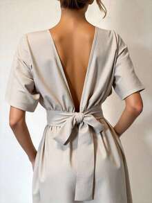 Women Long Dresses - 杏 - 查看 2