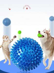 4个装，带声音的橡胶球，可咀嚼，多种颜色，互动式狗狗洁牙玩具，宠物训练和趣味游戏，室内外幼犬幼猫礼物 - 彩色 - 查看 2