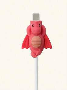2 piezas Protector de cable de dinosaurio de dibujos animados, protector de carga de silicona anti-doblado, protector de interfaz de cable de datos - Multicolor - Ver 2