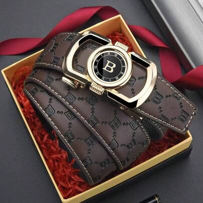 Personalized Design, Zinc Alloy Letter Automatic Buckle Belt, Men's Business Elite Belt, Minimalist Versatile Trouser Belt