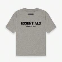 Essentials SS22 Oversized Crewneck T-Shirt | Men's Flocked Logo Short Sleeve Tee, Soft Cotton Summer Basic For Unisex Styling - DARK OATMEAL - View 1