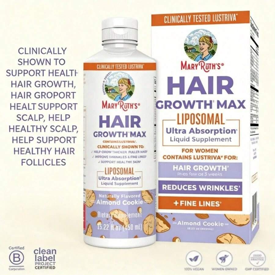 Mary Ruth's Daily Liquid Hair Formula| Blueberry Pomegranate| 16 FL Oz (473 ML)| Sugar-Free| With SesZenBio™| Supports Thicker Hair, Hair Health & Skin| Vegan - 生髮脂質體 - 查看 1