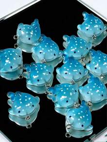 10-50pcs Cute Glitter Ocean Animal Resin Pendants With Rings, DIY Handmade Accessories For Bracelets, Necklaces, Hair Clips, Keychains, Ocean Creature Jewelry Making - Blue - View 2