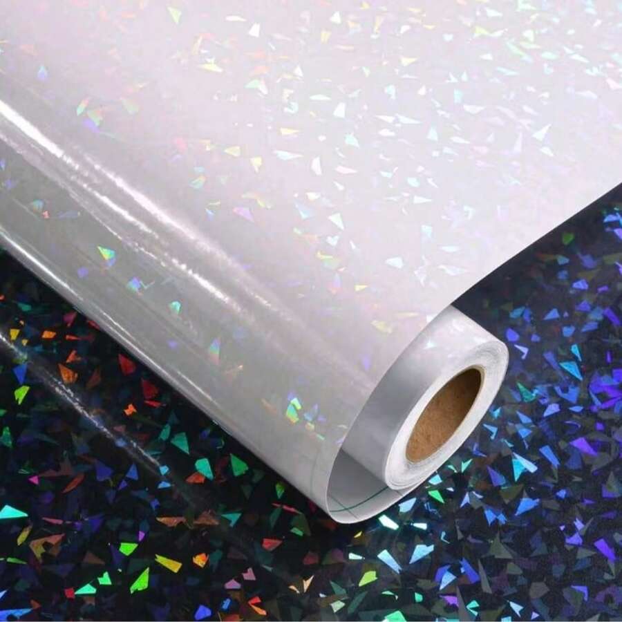 1 Roll Self-Adhesive Cold Lamination Film, Holographic Sticker Self-Adhesive Lamination Film, Transparent Cold Press Vinyl Craft, No Heating Or Laminator Required, Suitable For School And Office, Handmade DIY - 21cm Wide - View 1