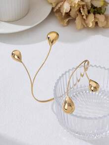 Vòng chân dáng giọt nước vàng tối giản, thanh lịch, món quà trang sức mùa hè đi biển dành cho phụ nữ. - Vàng - Xem 5