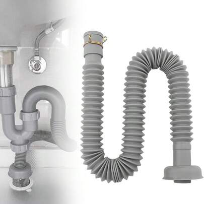 Ống thoát nước bồn rửa có thể điều chỉnh, ống mềm chống mùi hôi dày dặn dùng cho nhà bếp và phòng tắm, lắp đặt nhanh chóng không cần dụng cụ chuyên nghiệp.