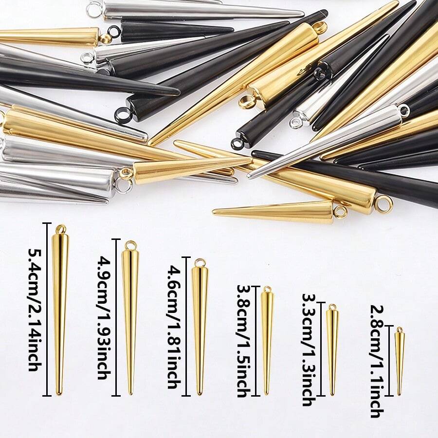 1 pieza/3 piezas Colgante de acero inoxidable 304 con baño electrolítico de oro/plata/negro de estilo minimalista y elegante, en diferentes longitudes, adecuado para hacer joyas DIY como collares, pulseras y pendientes - cono - Ver 1