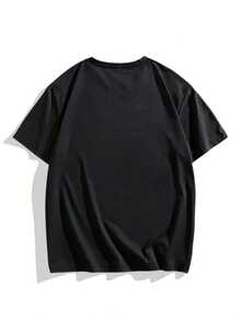 Women's Short-Sleeved T-Shirt With A Round Neck And Soccer Ball Print, Ideal For Sports Fans And Casual Wear, Perfect For Soccer Season, Comfortable Fabric, And - 黑色 - 查看 3