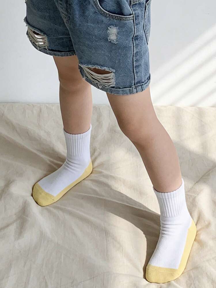 5 Pairs Children's Socks, Student Colorblock Sports Socks, College Sports Competition Sweat-Absorbing Socks, Versatile Socks For Students - Multicolor - View 6