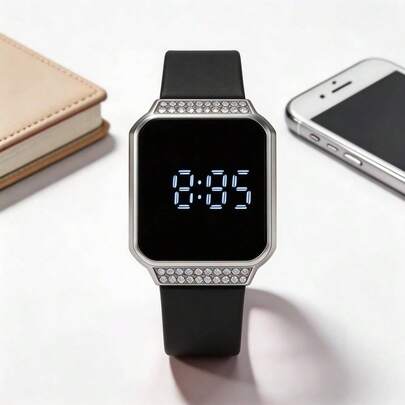 ZOEA Reloj digital táctil con cristales correa de silicona ligero para uso diario oficina y escuela mujeres