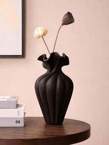 1pc French Vintage Style Decorative Vase, Black, Suitable For Living Room/Dining Table Decor, Available In M/L/XL Sizes - A - View 2