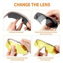 Gafas tácticas antivaho, gafas de ciclismo con 3 lentes intercambiables con protección UV400, regalos para hombres y mujeres. - Caqui - Ver 5