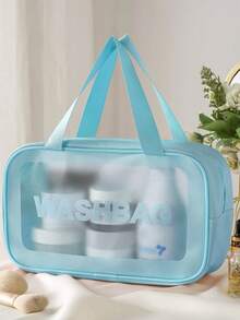 Túi đựng đồ vệ sinh cá nhân chống thấm nước màu xanh nhạt, tiện lợi mang theo, thích hợp làm quà tặng cho bạn gái. - Màu ngọc lam - Xem 1