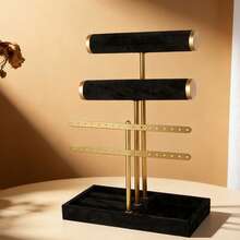 1 Giá trưng bày trang sức 3 tầng, giá đựng dây chuyền bằng kim loại phủ nhung, giá treo đa năng dùng để đựng dây chuyền, vòng tay, bông tai, nhẫn. - Nhiều màu - Xem 2