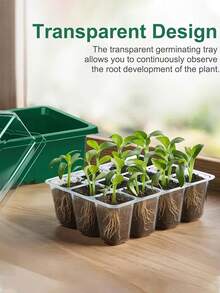 12-Slot Seed Sprouting Tray Set With Humidity Dome And Base. Sturdy Seed Germination Tray Kit For Outdoor Use, Includes Ventilation Cover And Drainage Holes, Suitable For Vegetable, Flower And Herb Seed Planting - Requires Assembly - Multicolor - View 4