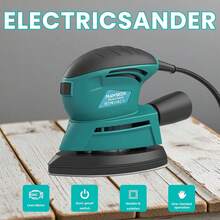 Elektrischer Exzenterschleifer, Handschleifmaschine, Schleifpapier Körnung 80/120/240, EU-Stecker, leicht, ergonomisch, staubdicht, doppelt isoliert, Werkzeugset zum Polieren von Holz, Metall und Stein sowie zur Rostentfernung - EU F-Typ Stecker (220-240V) - Übersicht 2