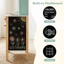 Play Kitchen With Chalkboard Microwave Stove Dish Rack Faucet Sink Accessories - Green - View 5
