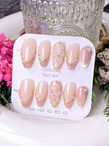 10 miếng dán móng tay thủ công, dành cho móng ngắn, móng giả, đầu móng kiểu Pháp, móng hình hạnh nhân, móng màu nude, móng thẩm mỹ nhẹ nhàng, móng sang trọng tinh tế, móng gợi cảm tối giản, móng dùng hàng ngày, vẽ tay màu hồng nude ánh mắt mèo gradient, viền vàng trang trí, kết hợp với họa tiết hoa 3D, ngọc trai và đá quý, bao gồm dụng cụ làm móng, phù hợp cho nhiều dịp, dễ dán và gỡ bỏ, phù hợp cho phụ nữ và bé gái. - Màu Hồng  San hô - Xem 3