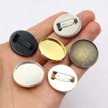 5pcs 25mm Inner Size Metal Brooch Cabochons Blank Base Setting Bezel Tray DIY Jewelry Making Accessories Findings - Brooch - View 2