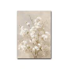 1pc Vintage White Floral Wall Art Print, Minimalist Beige Botanical Art, Neutral Cottagecore Farmhouse Botanical Poster Wall Home Decor, No Frame - Flower - View 8