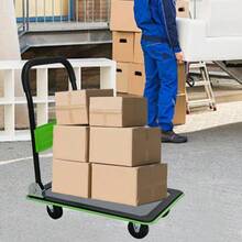Flatbed Trolley, Platform Hand Truck With 150kg Load Capacity, 360-Degree Swivel Wheels, Foldable Trolley For Loading And Storage, Warehouse Yellow - 綠色 - 查看 7