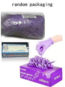 1 Pair Disposable Powder-Free Purple Nitrile Gloves, Latex-Free, Waterproof, Suitable For Household Cleaning, Hairdressing, Beauty Salon, Etc. Waterproof, Anti-Static, Latex-Free, Open-Finger Design (Protective Packaging) - A - View 4