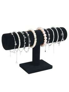 1 pieza Soporte de exhibición de joyería en forma de T, Estante de exhibición de pulseras/relojes de terciopelo, Organizador de joyería, Soporte de almacenamiento de collares, pulseras y colgantes, Organizador de escritorio de moda para mujer, Para decoración del hogar, regalo de vuelta al colegio, Día de San Valentín, Acción de Gracias y Año Nuevo - expositor de joyas - Ver 12