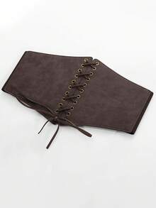 1 chiếc phụ kiện phong cách Phục Hưng, thắt lưng ren xuyên thấu màu nâu cà phê, corset gợi cảm phù hợp cho tiệc Halloween hoặc phối cùng trang phục hàng ngày. - Cà phê nâu - Xem 3
