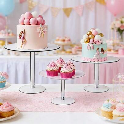 حامل كيك شفاف من الأكريليك، رف عرض الحلوى والكيك من الأكريليك، حامل كيك دائري شفاف، مناسب للمطبخ وغرفة الطعام والحفلات