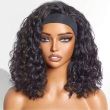 Headband Wig Deep Wave 16 Inch Glueless None Lace Front Deep Curly Wig Brazilian Hair Wear And Go Wigs For Women 200% Density Machine Made Put On & Go Black Headband Half Wigs Blended Human Hair Natural Color No Glue Throw On & Go Wig 10-34 Inch - Natural Black - View 4