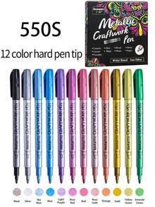 12/24 pezzi Pennarelli acrilici metallici per punte, penne metalliche per firme, adatte per ceramica, vetro, plastica, essenziali per scuola e ufficio, ideali per il pesce d'aprile, regali di Pasqua, forniture scolastiche, ritorno a scuola - Marcatori metallici - Visualizzare 13