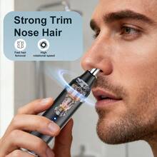 电动鼻毛耳毛修剪器，无痛去除眉毛和面部毛发，USB充电，内置500mAh锂电池，小巧设计，男女通用，完美的父亲节礼物 - A - 查看 4