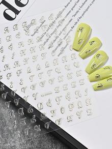 Bộ 6 miếng dán móng tay 3D hình ngôi sao bạc ánh đồng, hình chữ thập, ánh sao lấp lánh, chữ La Mã, hình dán lấp lánh, phụ kiện trang trí móng tay DIY, thiết kế làm móng. - Bạc - Xem 9