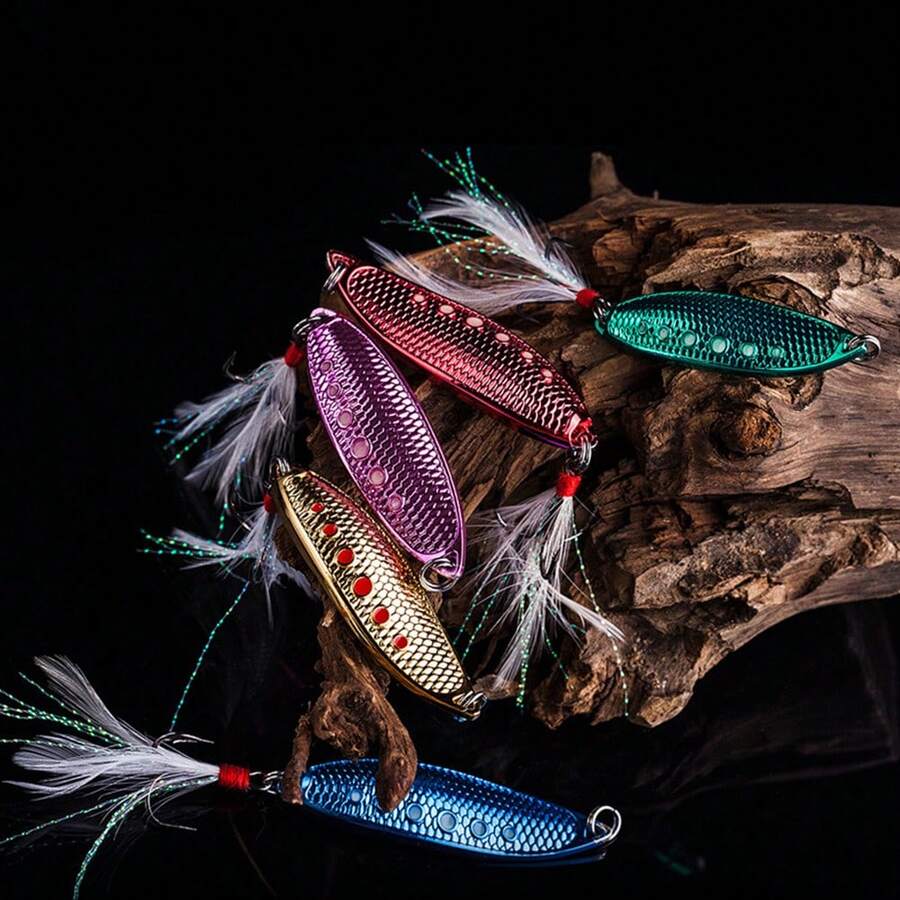 QXO Rotating Sequin Metal Spoon Shaped Squid Jig, Silicone Bait Swivel, Suitable For Fishing, Jigging, Swimbaits, 5-6cm - Multicolor - View 1