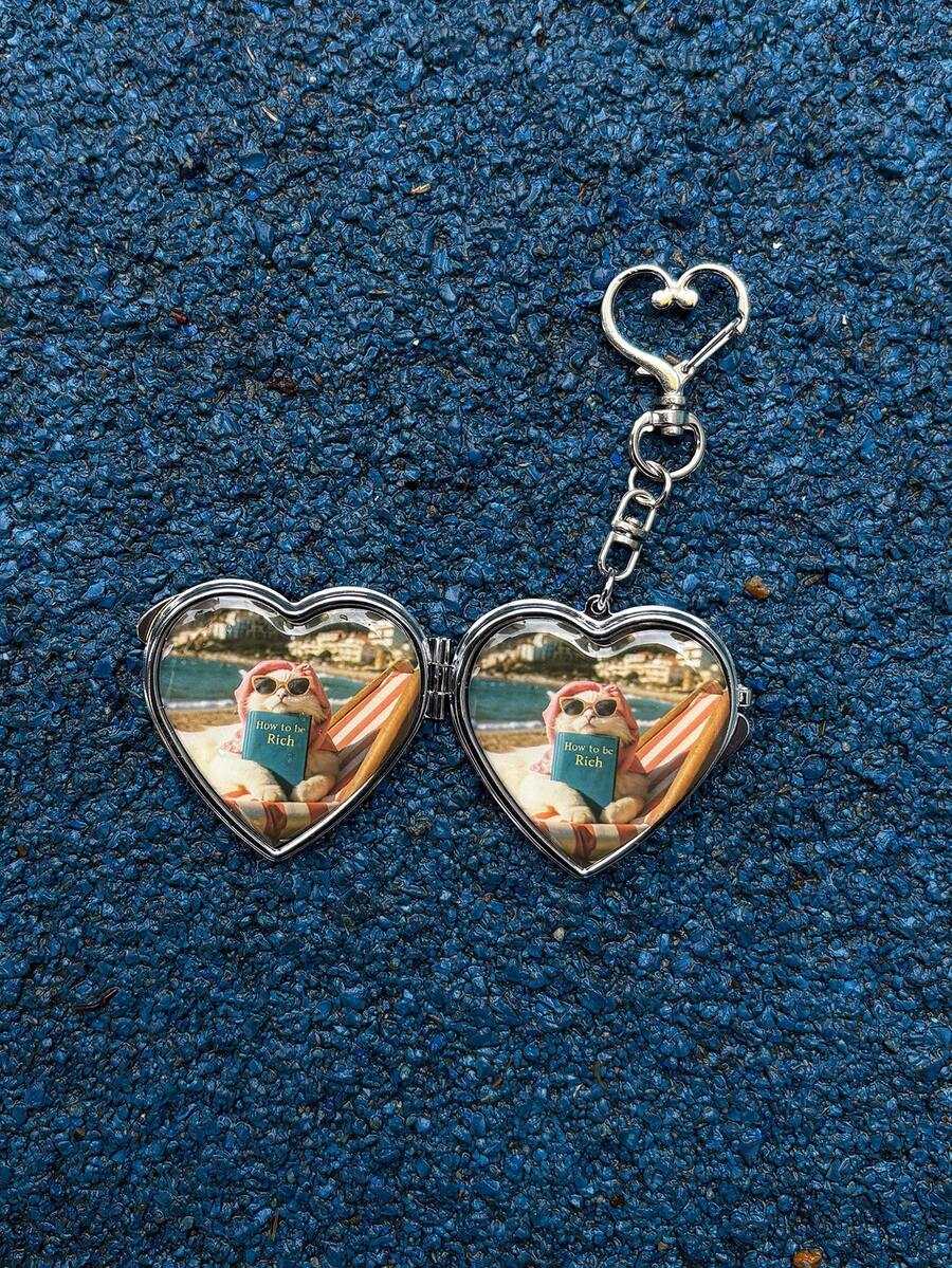1pc Metal Key Chain With Heart Shaped Mirror Y2k Style Bag Pendant Sweet Cool Fashion Pendant Bag Charm Accessoires Charms For Bag Teacher Gifts Keychain Accessories Festival Graduation Teacher Appreciation Gifts Birthday Mother Gifts Mothers Day Gift