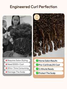 UNice 7x5 Bye Bye Slip™ Glueless Lace Black To Chestnut Brown Ombre Burmese Curly With Finger Coil Ends Wig-Put On & Go With Invisi Drawstring Human Hair Wig Glueless Lace Front Wig Pre Plucked Pre Cut Put On And Go Wear And Go Glueless Human Hair Wig 150% - Black to Chestnut Brown - 查看 6