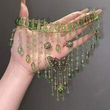 1PC Sweet And Cool Beaded Green Butterfly Necklace, Exquisite And High-End, Niche Style For  Girls, Tassel Women's Collarbone Chain - 10-3234 綠色 - 查看 2