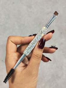 1 Stück funkelnder Strass-Augen-Make-up-Pinsel, erschwingliches tragbares Make-up-Pinsel-Set; enthält doppelseitigen Augenbrauenpinsel, Wimpernkamm, Concealer-Pinsel, Unteraugen-Schattenpinsel, spiralförmigen Augenbrauenkamm, Reise-Essential, Make-up-Werkzeug - Verschiedenfarbig - Übersicht 10